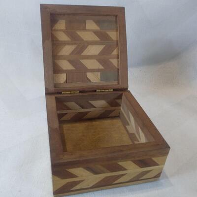 Artist Made Inlaid Wood Box