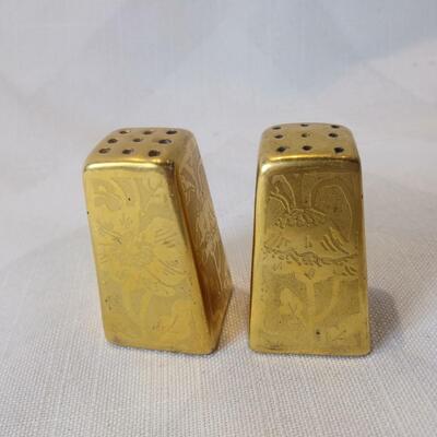 Gold Plated Miniature Salt and Pepper Set
