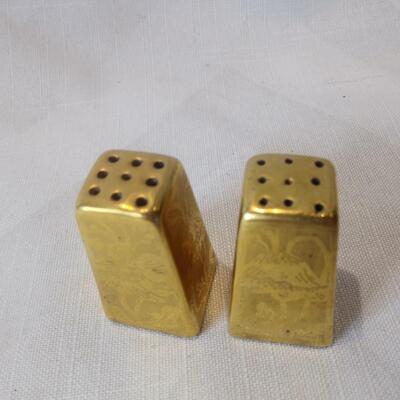 Gold Plated Miniature Salt and Pepper Set