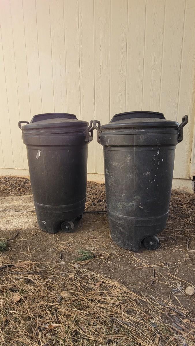 Lot 220 (2) Outdoor GOTT Trash Cans on Wheels