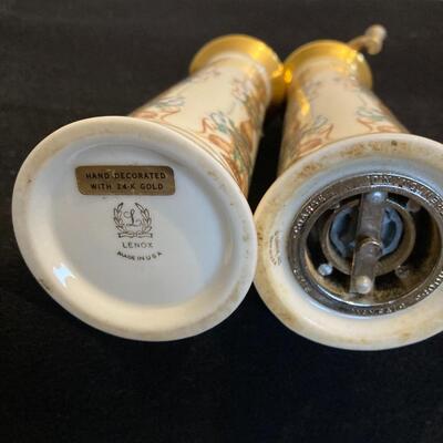 Lenox Vintage 7.5” Lido 24k Gold & Porcelain Salt Pepper Set