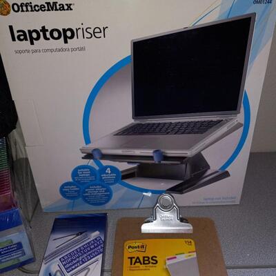 LOT 107 NEW LAPTOP RISER, CARRY CASE AND VARIOUS OFFICE SUPPLIES