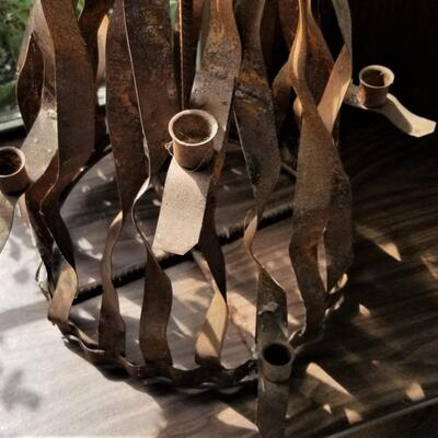 Lot #10  Contemporary Iron Candle Holder - indoor/outdoor