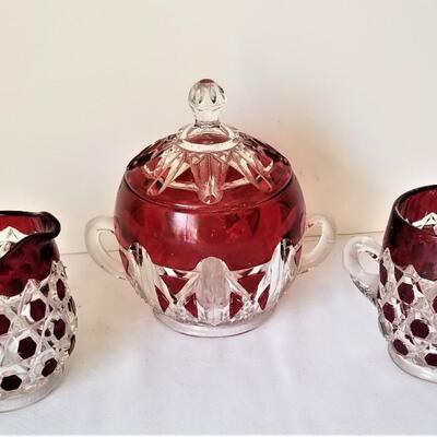 Lot #18  Three Pieces of Antique Ruby Flashed Glass