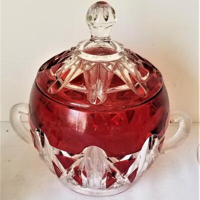 Lot #18  Three Pieces of Antique Ruby Flashed Glass