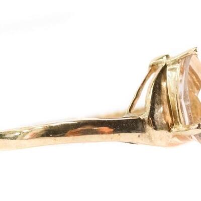 10k Yellow Gold Diamond & Smokey Quartz Ring, Size 7