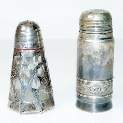 Grouping of 2 Sterling/Silver Plated Salt & Pepper Shakers