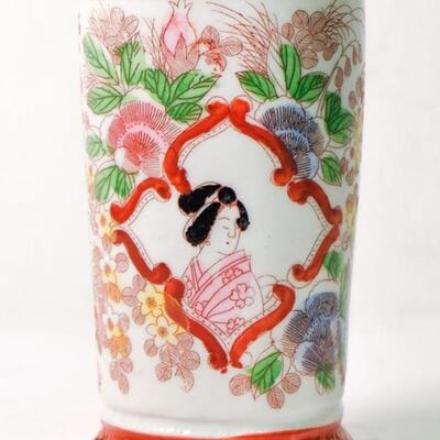 Japanese Hand painted Cylindrical Vase