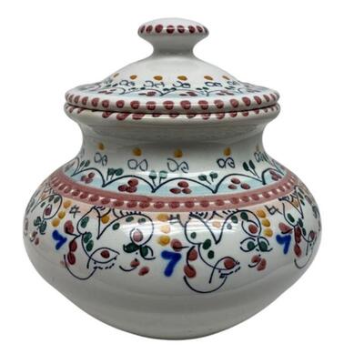 Continental Painted Pottery Covered Jar