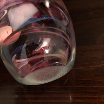 Signed Glass Egg & Handblown Mirrored Glass Cats (GB-PS)