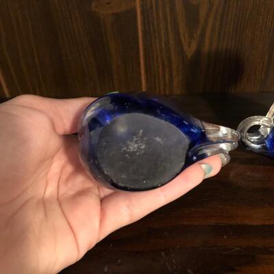 Signed Glass Egg & Handblown Mirrored Glass Cats (GB-PS)