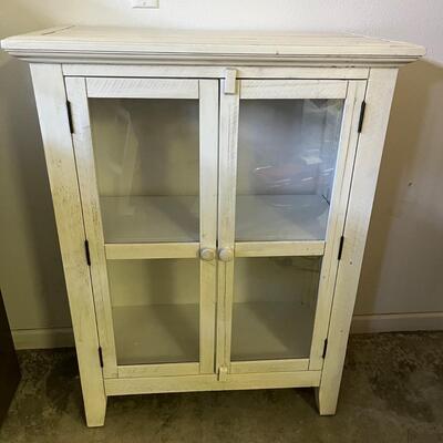 White Glass & Wooden Display Cabinet (G-MG)