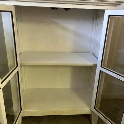 White Glass & Wooden Display Cabinet (G-MG)