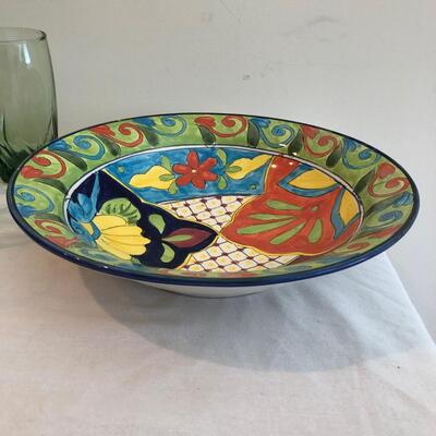 14 Green Water Glasses, 1 Colorful Bowl & More (K-JF)