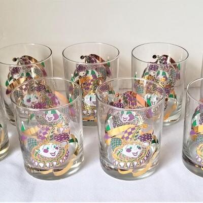 Lot #20  Great set of Mardi Gras Mid-Century Bar Glasses