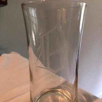 Set of 12 Gold-Rimmed Wine Glasses & Etched â€œBâ€ Glasses (K-JF)