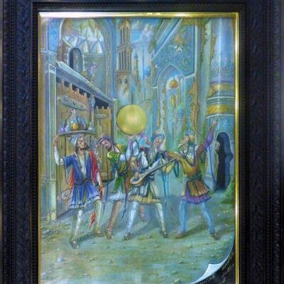 Exceptional Persian Miniature Painting 100% Handmade. This painting is made in the city of Isfahan over 60 years ago. Artist (signed by...