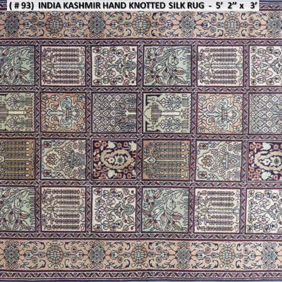 Fine quality,  Indian Kashmir Hand Knotted Fine Quality Silk  Rugs,  
 5'2
