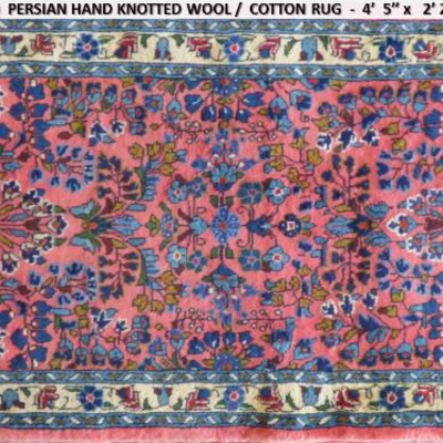 Fine quality,  Persian Hand Knotted Sarough Fine Quality Wool & Silk  Rugs, 4'5