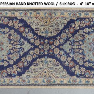 Fine quality,  Persian Hand Knotted Nain Fine Quality Wool & Silk  Rugs, 4'10