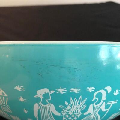 Vintage Pyrex Amish Butterprint Cinderella Turquoise 3 Nesting Bowls (K-JF)