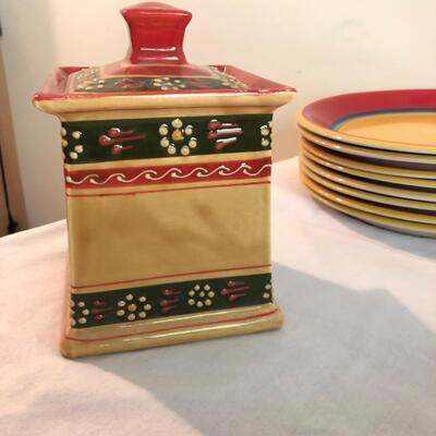 Pfaltzgraff & More Plates, Mugs, Canister, Bowls & Dip Server (K-JF)