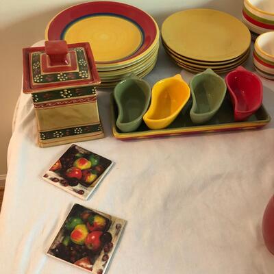 Pfaltzgraff & More Plates, Mugs, Canister, Bowls & Dip Server (K-JF)