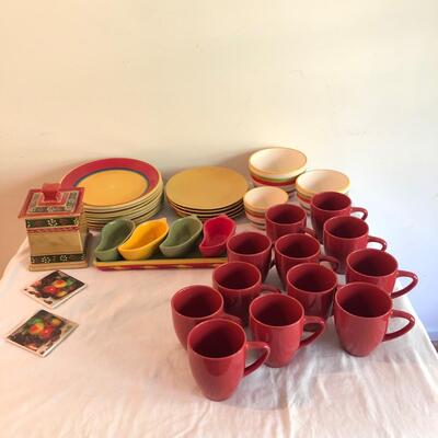 Pfaltzgraff & More Plates, Mugs, Canister, Bowls & Dip Server (K-JF)