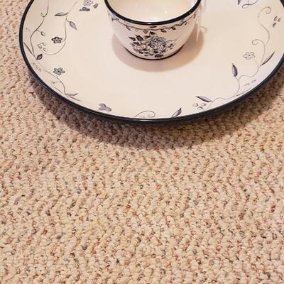 Farmhouse  blue & white chips & dip set.