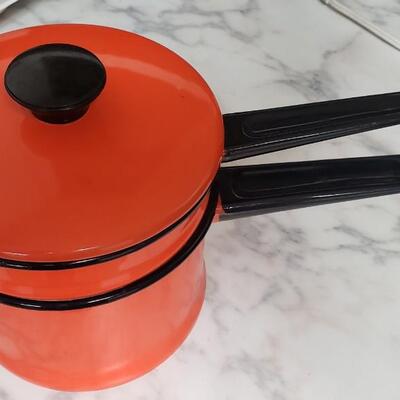 Vintage orange enamel ware