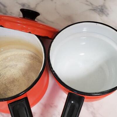 Vintage orange enamel ware