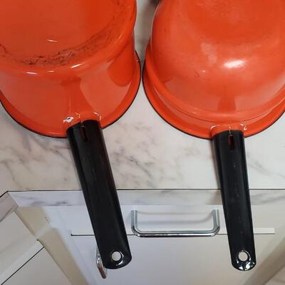 Vintage orange enamel ware