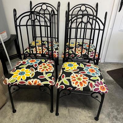 Four Metal Chairs with Padded Seats (G-MG)