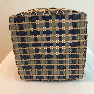 Three Handmade Blue Weave Baskets (DR-KM)