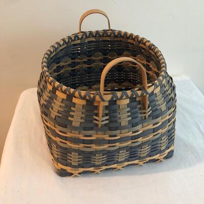 Three Handmade Blue Weave Baskets (DR-KM)