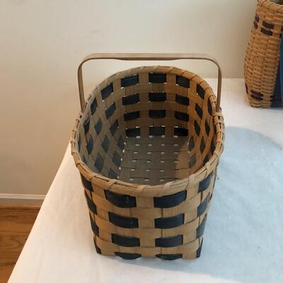 Three Handmade Blue Weave Baskets (DR-KM)