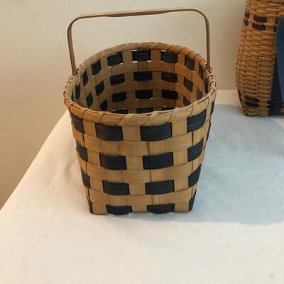 Three Handmade Blue Weave Baskets (DR-KM)