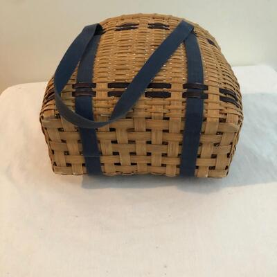 Three Handmade Blue Weave Baskets (DR-KM)