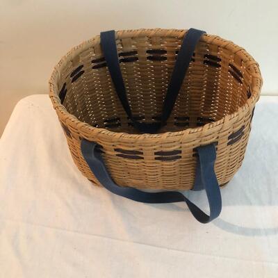 Three Handmade Blue Weave Baskets (DR-KM)
