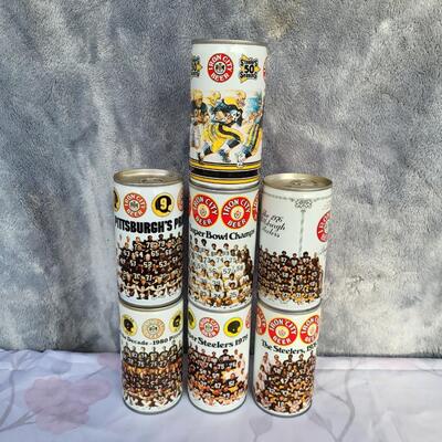 VINTAGE PITTSBURGH STEELERS BEER CAN COLLECTION