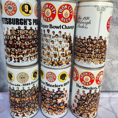 VINTAGE PITTSBURGH STEELERS BEER CAN COLLECTION