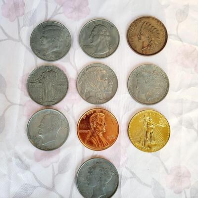 10pc VINTAGE LARGE COINS COLLECTION