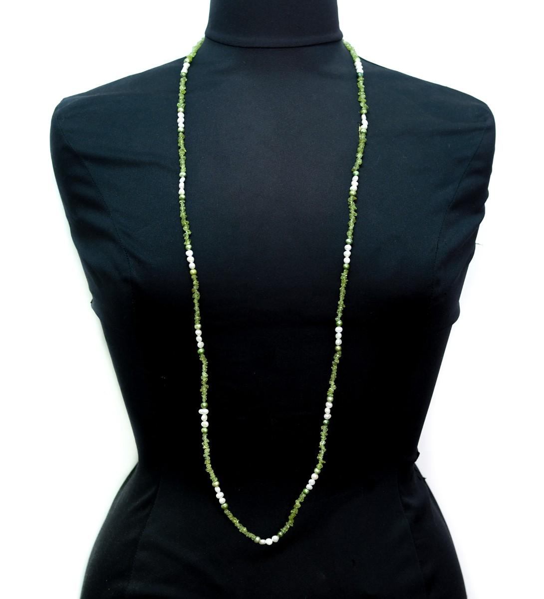 LS Green Stone & Pearl Necklace | EstateSales.org