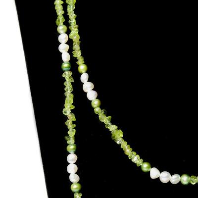 LS Green Stone & Pearl Necklace