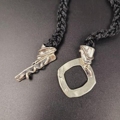 HANDMADE SILVER WOVEN GLASS NECKLACE