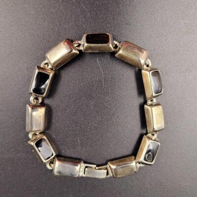 SILVER TONED & BLACK BRACELET