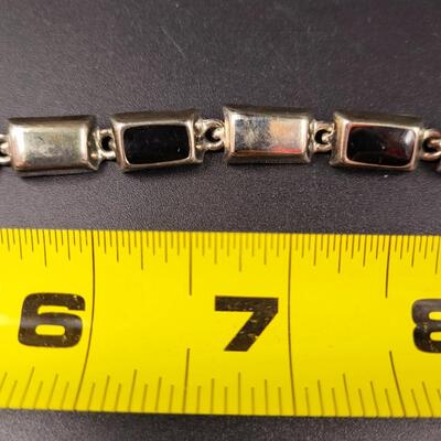 SILVER TONED & BLACK BRACELET