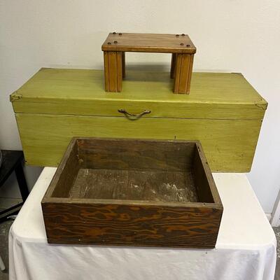 Wooden Boxes & Stool (G-MG)