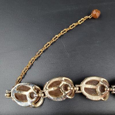 VINTAGE SILVER TONED & ORANGE NECKLACE