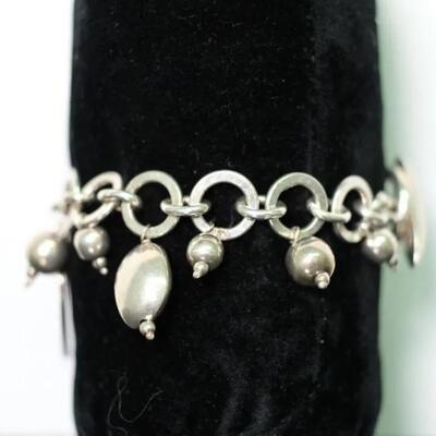 Modern Sterling Silver Charm Bracelet